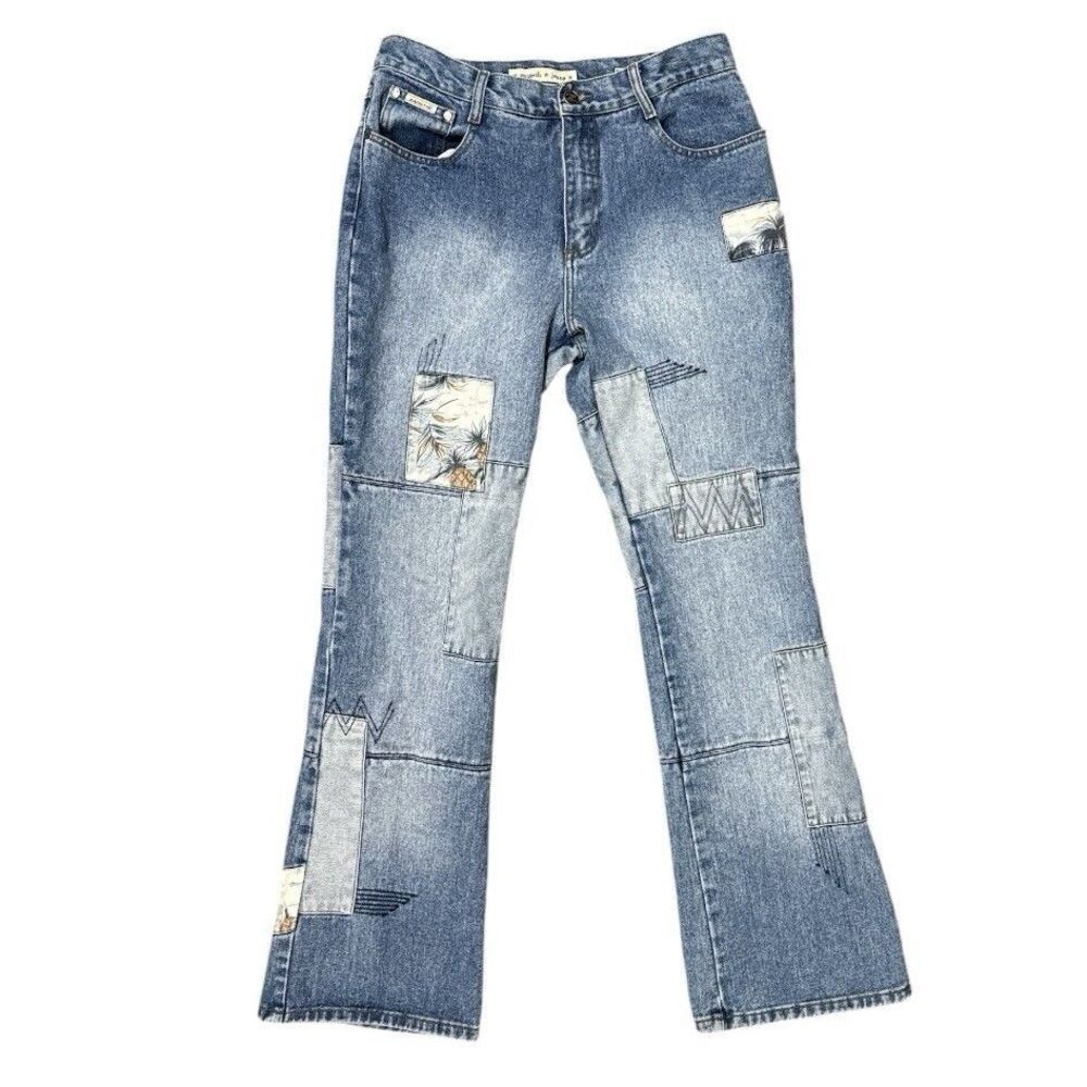 Vintage Y2K Zana Di Jeans Patchwork Flare Jeans Size 11 Boho Hippie Patches